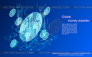 Global money transfer vector concept - vector clipart