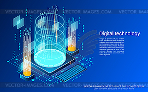 Векторная концепция цифровых технологий - векторизованное изображение клипарта