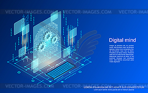 Digital mind vector concept - vector clipart