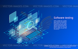 Концепция вектора тестирования программного обеспечения - векторное изображение EPS
