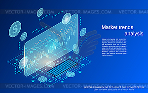 Векторная концепция анализа рыночных тенденций - изображение векторного клипарта