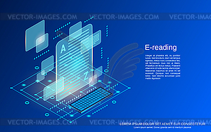Векторная концепция электронного чтения - стоковое векторное изображение