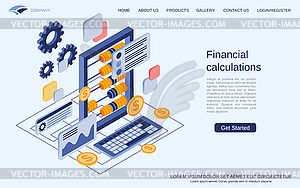 Financial calculations vector concept - royalty-free vector clipart