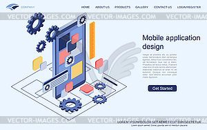 Векторная концепция дизайна мобильного приложения - векторное изображение клипарта