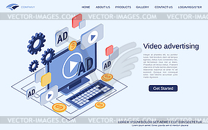 Video advertising vector concept - vector clipart