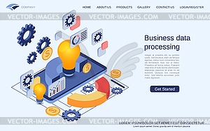 Векторная концепция обработки бизнес-данных - векторный рисунок