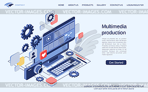 Multimedia production vector concept - vector clipart