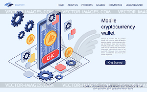 Mobile cryptocurrency wallet vector concept - vector image
