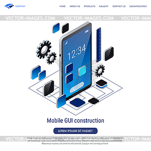 Mobile GUI construction vector concept - vector clip art