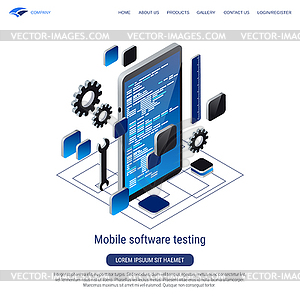 Mobile software testing vector concept - vector image