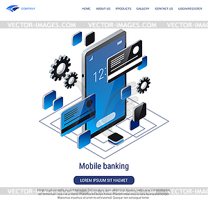 Mobile banking vector concept - vector clipart