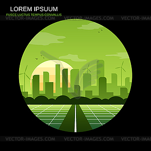 Futuristic eco city vector illustration - vector clip art