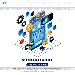 Online business statistics vector concept - vector image