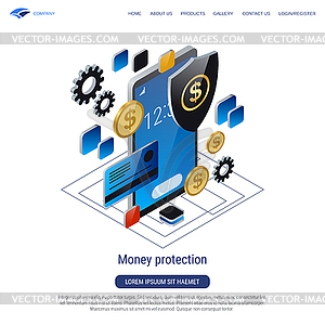 Векторная концепция защиты денег - векторное графическое изображение