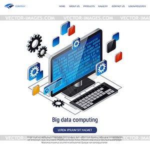 Big data computing vector concept - vector clipart