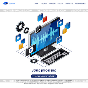 Sound processing vector concept - vector image