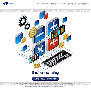 Концепция вектора подсчета бизнеса - векторное графическое изображение