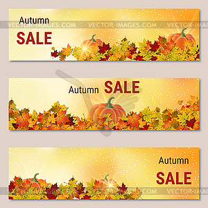 Autumn style horizontal vector banners template - royalty-free vector image