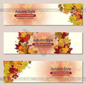 Autumn style horizontal vector banners template - vector clipart