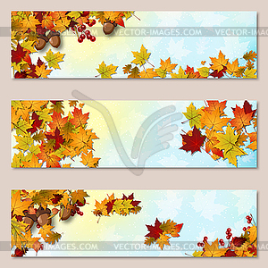 Autumn style horizontal vector banners template - vector image