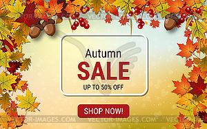 Autumn sale vector banner - vector image