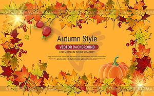 Autumn style vector banner template - vector image