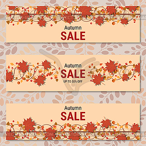 Autumn colorful leaves vector banners collection - royalty-free vector image