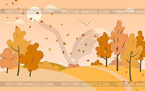 Autumn style cartoon landscape - vector image