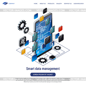 Smart data management vector concept - vector clip art
