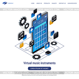 Virtual music instruments vector concept - vector image