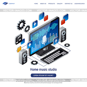 Home music studio vector concept - vector clipart