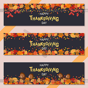 Happy Thanksgiving Day vector banners - royalty-free vector clipart