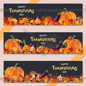 Векторные баннеры с Днем благодарения - стоковое векторное изображение