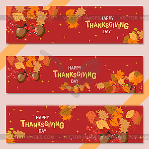 Happy Thanksgiving Day vector banners - vector clip art