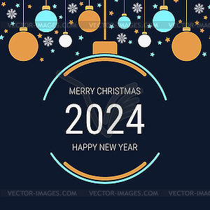 Рождество и Новый год 2024 векторная иллюстрация - векторный клипарт / векторное изображение
