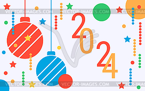 Плоская векторная иллюстрация Рождества и Нового года - стоковый векторный клипарт