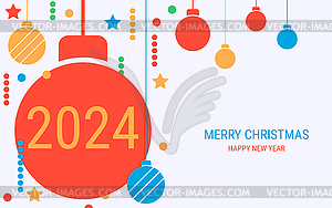 Плоская векторная иллюстрация Рождества и Нового года - векторный эскиз