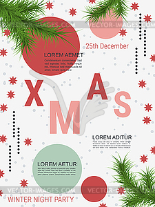 Шаблон векторной листовки на Рождество и Новый год - векторное изображение клипарта
