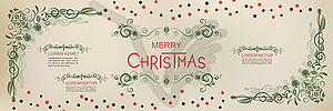 Christmas and New Year retro banner design - vector image