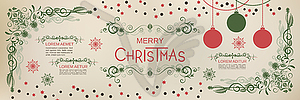 Christmas and New Year retro banner design - vector clipart