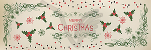 Christmas and New Year retro banner design - vector image