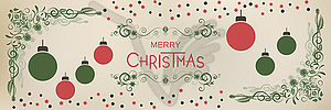 Christmas and New Year retro banner design - vector image