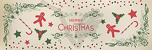 Christmas and New Year retro banner design - vector clipart