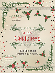 Christmas and New Year retro flyer design - vector image