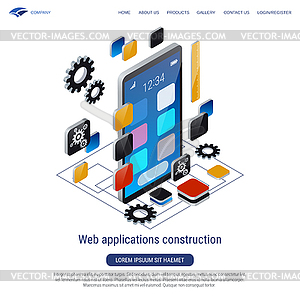 Web application construction vector concept - vector clipart