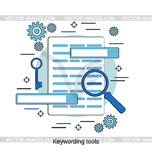Векторная концепция инструментов для подбора ключевых слов - иллюстрация в векторном формате