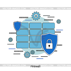 Firewall vector concept - color vector clipart