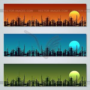 Векторный набор баннеров нефтяной промышленности - клипарт в векторном формате