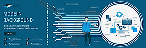 Шаблон векторного дизайна баннера с цифровыми технологиями - рисунок в векторном формате