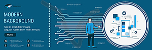 Шаблон дизайна векторного баннера с цифровыми технологиями - рисунок в векторе